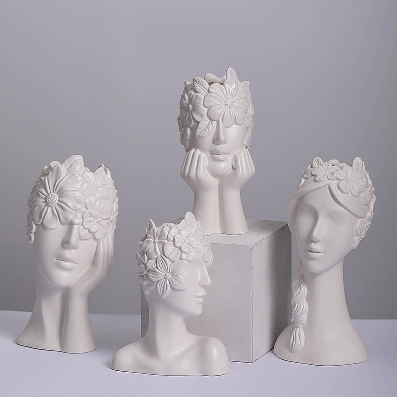 Nordic Simple Matte White Ceramic Body Vase