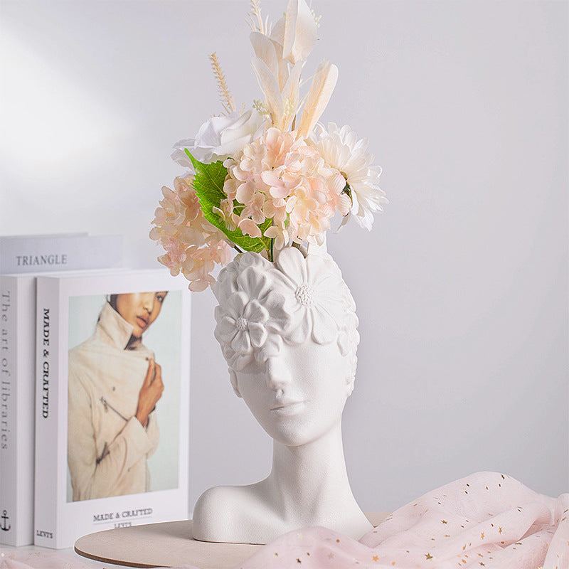 Nordic Simple Matte White Ceramic Body Vase