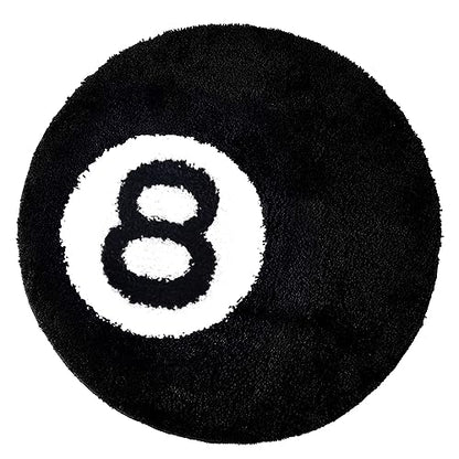 8 Ball Rug 40 in Magic Round Rug for 8 Ball Decor Hypebeast Rug Billiards Pool 8 Ball Carpet for Living Room Black Circle Rugs for Bedroom Y2K Rug Soft Stussy Rug for Party Decoration