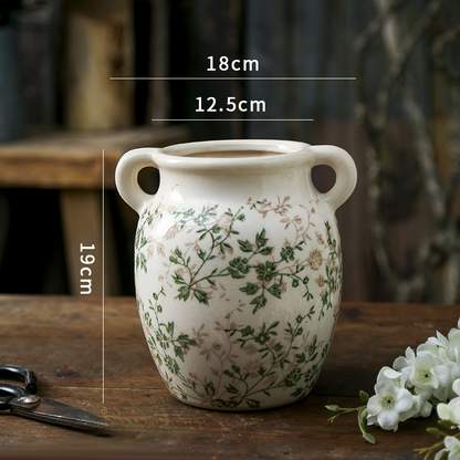 Simple Green Retro Ceramic Vase Decorations