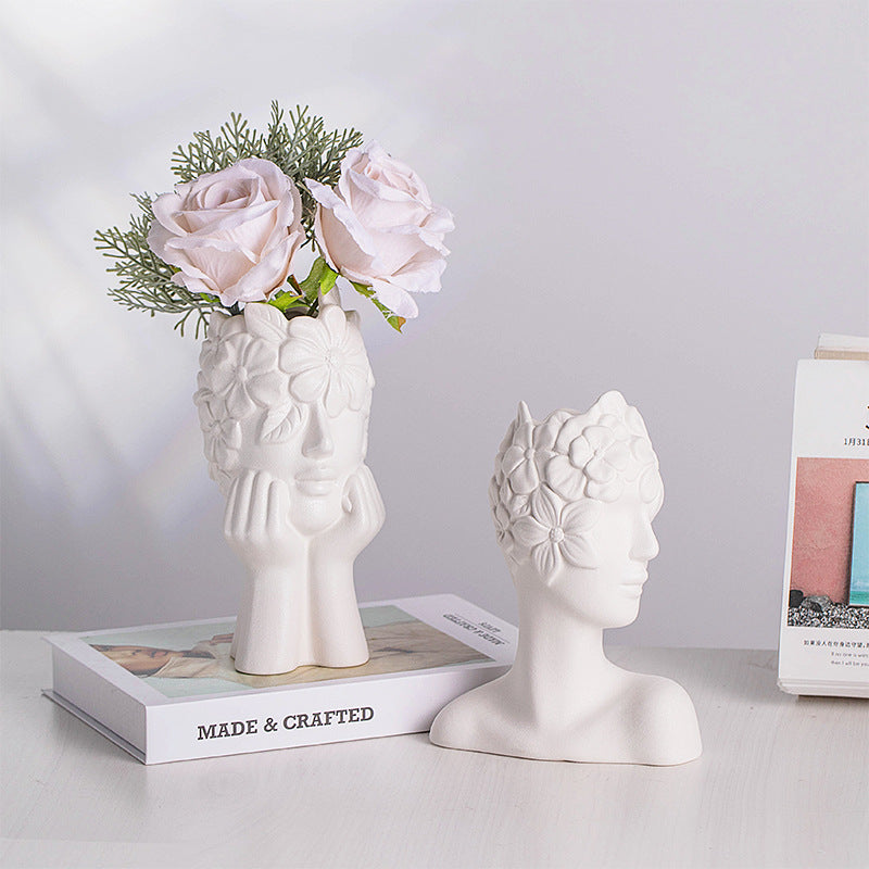 Nordic Simple Matte White Ceramic Body Vase
