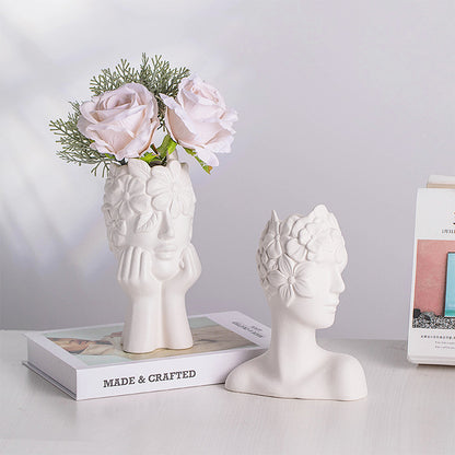 Nordic Simple Matte White Ceramic Body Vase